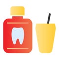 Tooth liquid bottle flat icon. Tooth rinse color icons in trendy flat style. Oral hygiene gradient style design