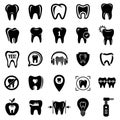 Tooth logo dental clinic icons set, simple style Royalty Free Stock Photo