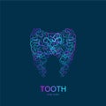 Tooth Logo in Linear Style. Dental Clinic Tooth abstract design vector template. Medical Logotype, icon.