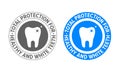 Tooth logo for toothpaste and teeth whitening. Vector dental clinic and tooth dentist approved certification label Royalty Free Stock Photo