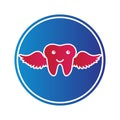 Tooth logo with wings inside a shape of circle vector illustration Royalty Free Stock Photo