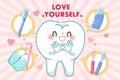 Tooth with love yourself concept Royalty Free Stock Photo