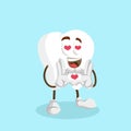 Tooth mascot and background in love pose Royalty Free Stock Photo