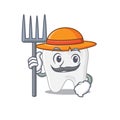 Tooth mascot design working as a Farmer wearing a hat