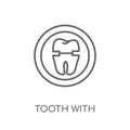 tooth with metallic root linear icon. Modern outline tooth with