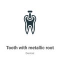 Tooth with metallic root vector icon on white background. Flat vector tooth with metallic root icon symbol sign from modern