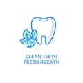 Tooth with mint. Clean teeth - fresh breath label.