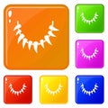 Tooth necklace icons set vector color Royalty Free Stock Photo