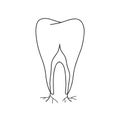 Tooth with nerve outline doodle icon. Dentistry, stomatology and dental care concept.