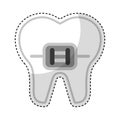 Tooth with Orthodontic bracket isolated icon
