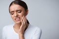 Tooth Pain. Beautiful Woman Feeling Strong Pain, Toothache Royalty Free Stock Photo