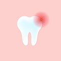 Tooth pain icon. Dental sign. Pain red circle. Toothache concept. Vector on isolated background. EPS 10