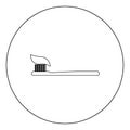 Tooth paste and brush icon black color in circle Royalty Free Stock Photo
