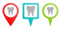 Tooth pin icon. Multicolor pin vector icon