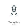 Tooth pliers outline vector icon. Thin line black tooth pliers icon, flat vector simple element illustration from editable dentist Royalty Free Stock Photo