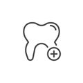 Tooth and plus line icon