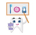 A tooth with a pointer indicates how to take care of your teeth properly. Royalty Free Stock Photo