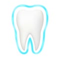 Tooth protection aura glow realistic 3d stomatology dental teeth care isolated design vector illustration