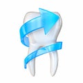 Tooth protection concept with blue arrow 3D Royalty Free Stock Photo