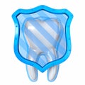 Tooth protection concept with blue shield 3D Royalty Free Stock Photo