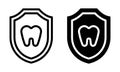 Tooth protection icon with outline and glyph style. Royalty Free Stock Photo
