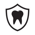 Tooth protection icon, tooth on the shield icon, dental icon, logo isolated on white background Royalty Free Stock Photo