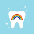 Tooth with rainbow dental icon siolated on background