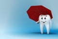 Tooth with red umbrella Royalty Free Stock Photo