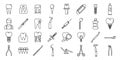 Tooth restoration clinic icons set, outline style