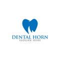 Tooth with rhino horn negative space logo Royalty Free Stock Photo