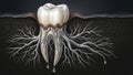 Tooth with Roots and Nerves Illustration Royalty Free Stock Photo