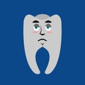 Tooth sad Emoji. Teeth sorrowful emotion isolated