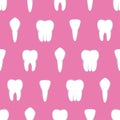 Tooth seamless pattern. Four different types of teeth. Vector illustration