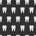 Tooth. Seamless pattern. White teeth isolated on black background. Vector, eps10 Royalty Free Stock Photo