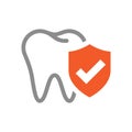 Tooth and shield with checkmark vector icon