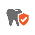 Tooth and shield with checkmark vector icon