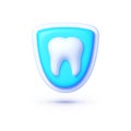 Tooth shield 3D on white background for concept design. Realistic 3d design element. Vector design