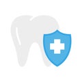 Tooth with shield. Dental insurance, dental care concepts