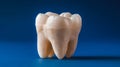Tooth is shown in a close up on a blue background Royalty Free Stock Photo