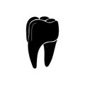 Tooth silhouette, dental icon or logo, dentistry