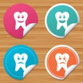 Tooth smile face icons. Happy, sad, cry. Royalty Free Stock Photo