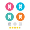 Tooth smile face icons. Happy, sad, cry. Royalty Free Stock Photo