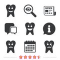 Tooth smile face icons. Happy, sad, cry. Royalty Free Stock Photo