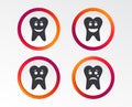 Tooth smile face icons. Happy, sad, cry. Royalty Free Stock Photo