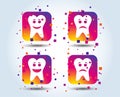 Tooth smile face icons. Happy, sad, cry. Royalty Free Stock Photo