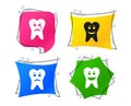 Tooth smile face icons. Happy, sad, cry. Vector Royalty Free Stock Photo