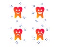 Tooth smile face icons. Happy, sad, cry. Vector Royalty Free Stock Photo