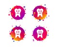 Tooth smile face icons. Happy, sad, cry. Vector Royalty Free Stock Photo