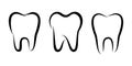 Tooth and teeth icons for dentistry, dental clinic, toothpaste and mouthwash. Healthy tooth or outline teeth line icons for Royalty Free Stock Photo