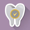 tooth with tick mark label. Vector illustration decorative design